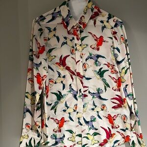 Anthropologie Maeve Multicolor Bird Print Shirt